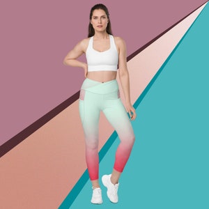 Women Yoga Leggings, Crossover leggings with pockets, Exercise Yoga Pant, Workout Leggings, Printed Leggings, Yoga Clothing, Gift for Her