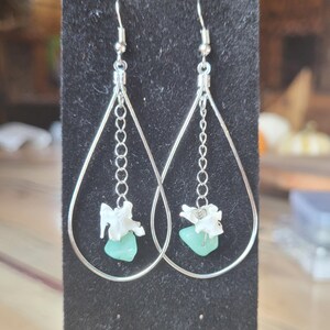 Handmade bone and stone earrings