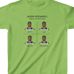 Jaden McDaniels Emotions Shirt, Timberwolves, Minnesota Timberwolves Kids Shirt, Basketball Fan Gift, Youth Timberwolves Shirt