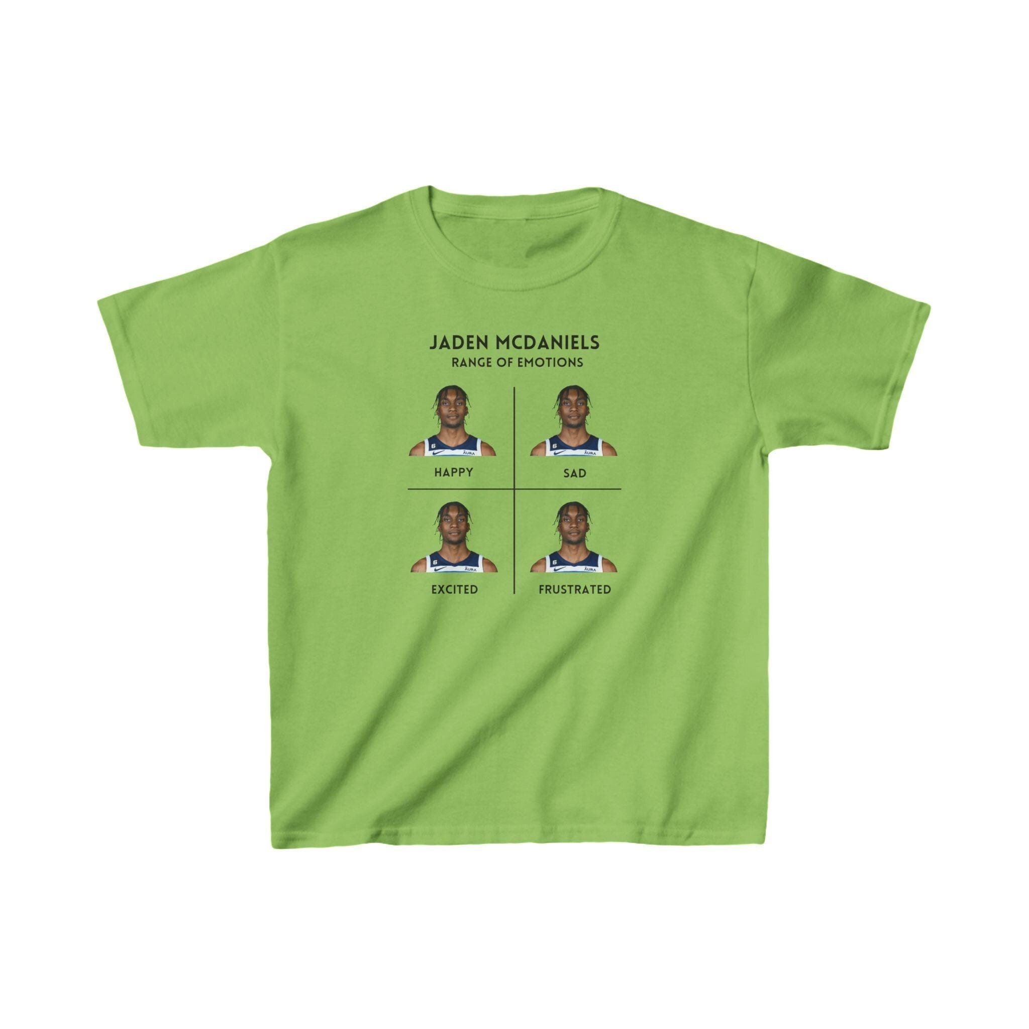 Jaden McDaniels Emotions Shirt, Timberwolves, Minnesota Timberwolves Kids Shirt, Basketball Fan Gift, Youth Timberwolves Shirt