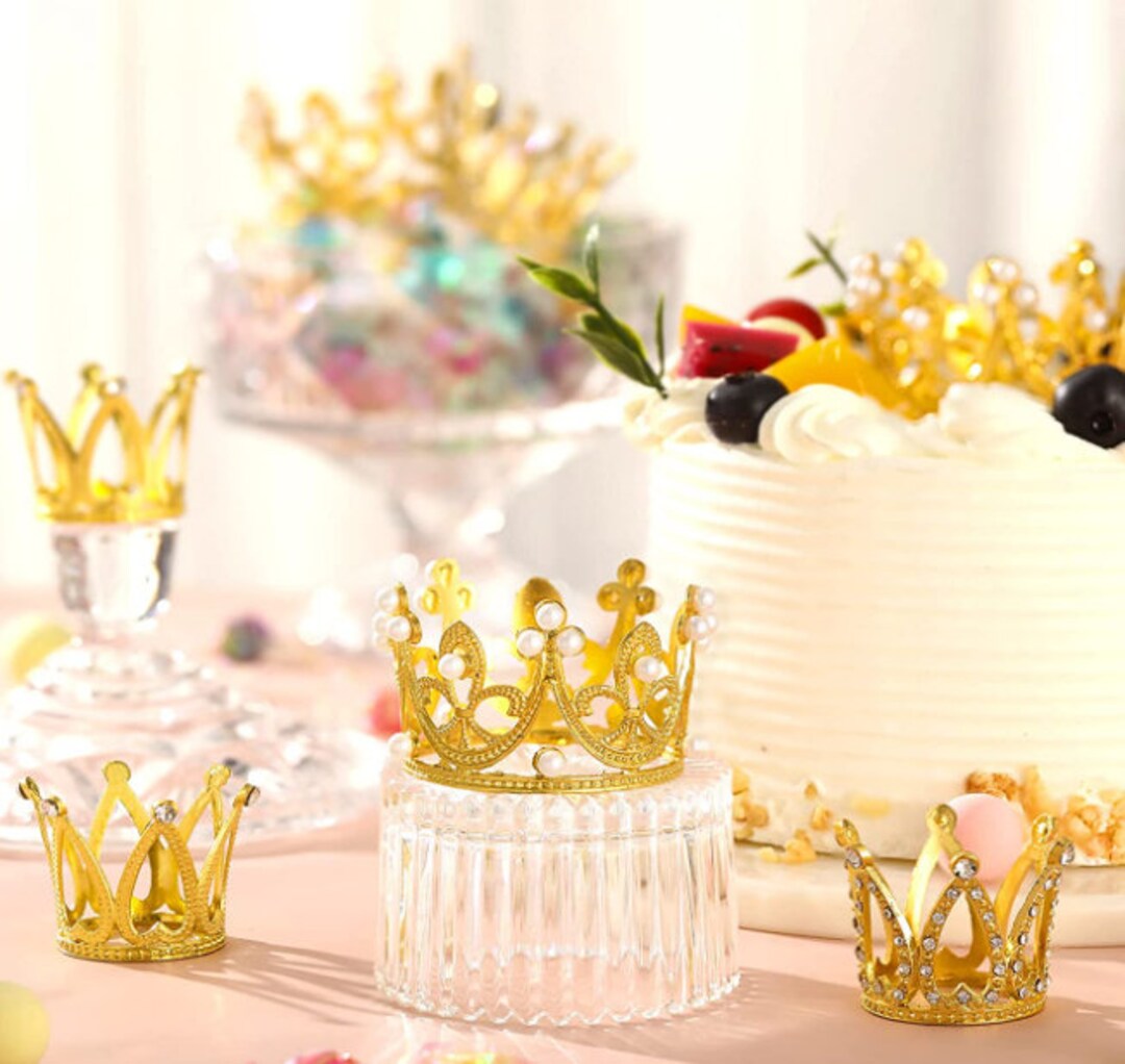 Mini Crown Cake Topper Baby Birthday Crown Gold Etsy