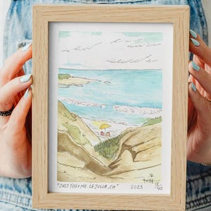 La Jolla Beach 5x7 Watercolor Painting Fine Art Print Local Artist from San Diego From the La Jolla in Watercolor Collection