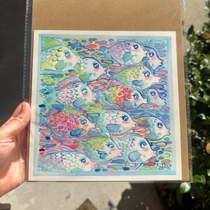 Original Watercolor &quot;Big Lipped Fish&quot; 8x8&quot; by PSGStudioArt | Local San Diego Artist