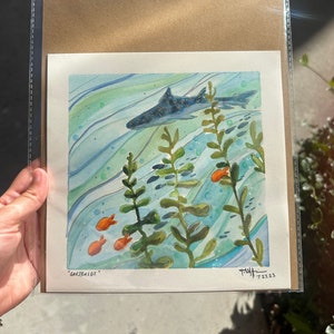 Original Watercolor &quot;Garibaldi&quot; 8x8&quot; Artwork inspired by La Jolla Shores | Painted by PSGStudioArt, local San Diego Artist