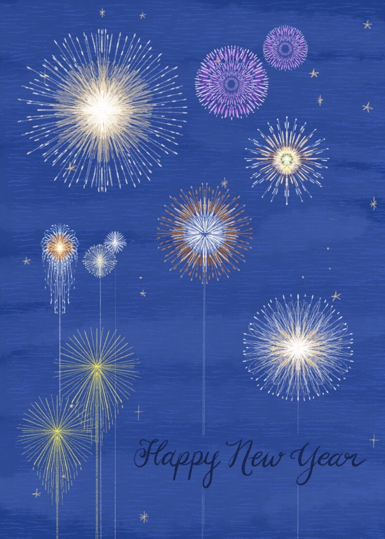 Handmade Happy New Year Blank Holiday Card Greeting Card - Etsy