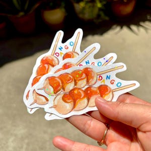 Dango Japanese Sweet Snack Sticker Handmade and Hand-Cut HOLOGRAPHIC