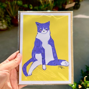 Fine Art Card Cat Greeting Card Funny Cat Greeting Card &quot;Aubergine&quot; | Handmade Fine Art Card by San Diego Local Artist PSGStudioArt