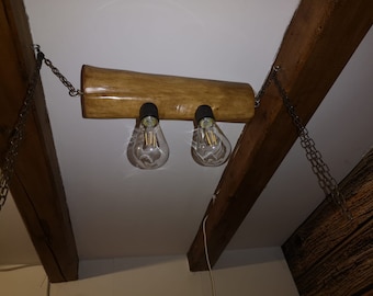 Handmade, rustic, wooden ceiling  lamp