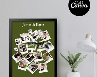 Modèle de collage photo de couple, cadeau d'anniversaire (téléchargement numérique)