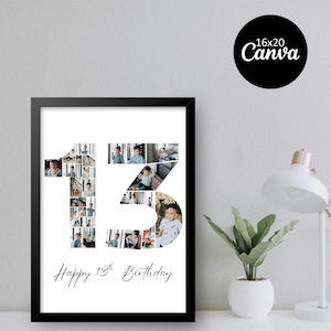 13th Birthday Photo Collage,13th Birthday Gift,13th Birthday Photo Collage Template,13th Photo Collage Template,13th Birthday collage