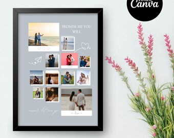 Wedding Photo Collage Template, Editable Canva Print (16x20)