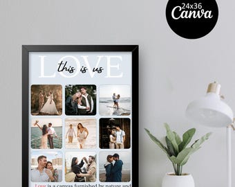 Personalisierte Fotocollage, Geschenk zum Jahrestag, Romantische Wandkunst (Digitaler Download)