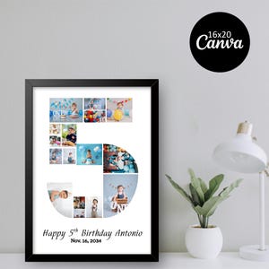 5th Birthday Photo Collage Template ,5th Birthday Collage, Number 5 Collage,Birthday Collage, Birthday Gifts, Collage