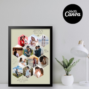 Love Couple Photo Collage Template for Canva, Personalized Couple Photo Collage, Custom Couple Collage, Anniversary Gift