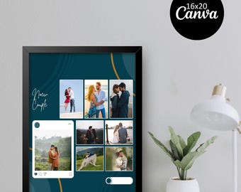 Anniversary Photo Collage Template, Editable Couple Gift (Digital Download)