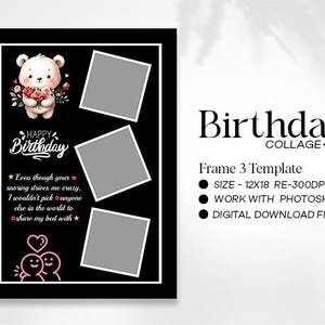 Geburtstags-Fotocollage, benutzerdefinierte Fotocollage Geschenk, Geburtstagsgeschenk für den besten Freund, Geburtstagsfotovorlage, Collage Vorlage PSD
