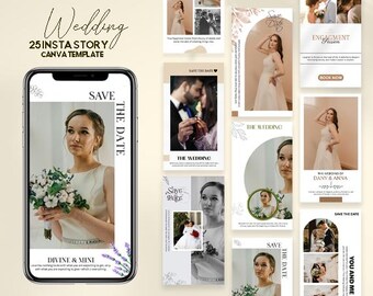 Plantillas de historias de Instagram para bodas, Canva Pro (descarga digital)