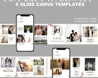 Wedding Photographer Instagram Carousel Templates: Canva Social Media (Digital Download)