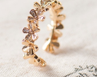 Diamante Flower Ring Gold Flower Ring Adjustable Gold Ring Stainless Steel Gold Floral Ring Stackable Flower Ring Flower Band Ring Etsy