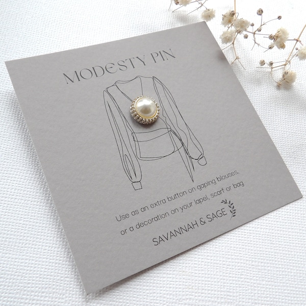 Faux Pearl Modesty Pin, Gold Pearl Modesty pin, Cleavage Pin, Low top Pin, Wrap Dress Pin, Extra Button Pin, Top Button Pin, Daughter Gift