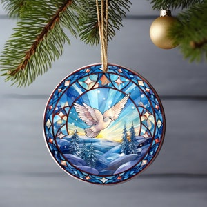 Dove Ornament, Stained Glass Morning Dove Ornament Christmas, White Dove Of Peace Ornament Exchange Christmas Birthday Gift Under 20