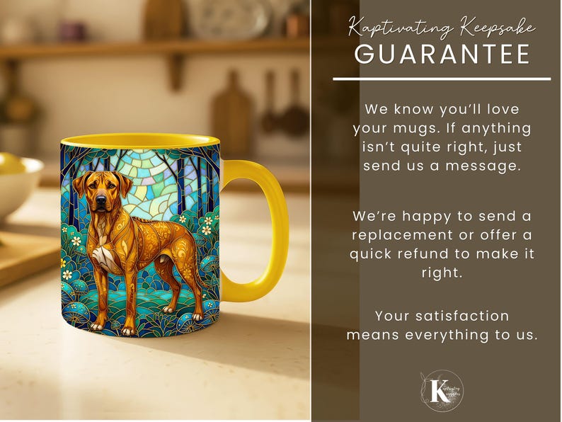 Ridgie Coffee Mug Faux Stained Glass Ceramic Cup Gift for Rhodesian ...