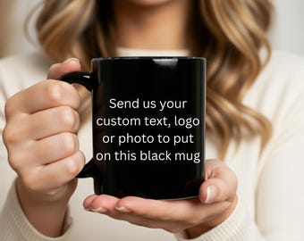 Custom Text Black Mug Personalized Logo Picture Coffee Cup For Corporate Gifts