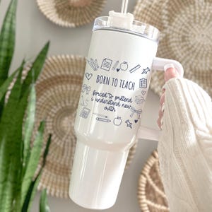 Teacher Tumbler, Personalized Back To School Gift, Custom 40oz Tumbler with Handle, Teacher Appreciation Cup, End Of Year Teacher Travel Mug