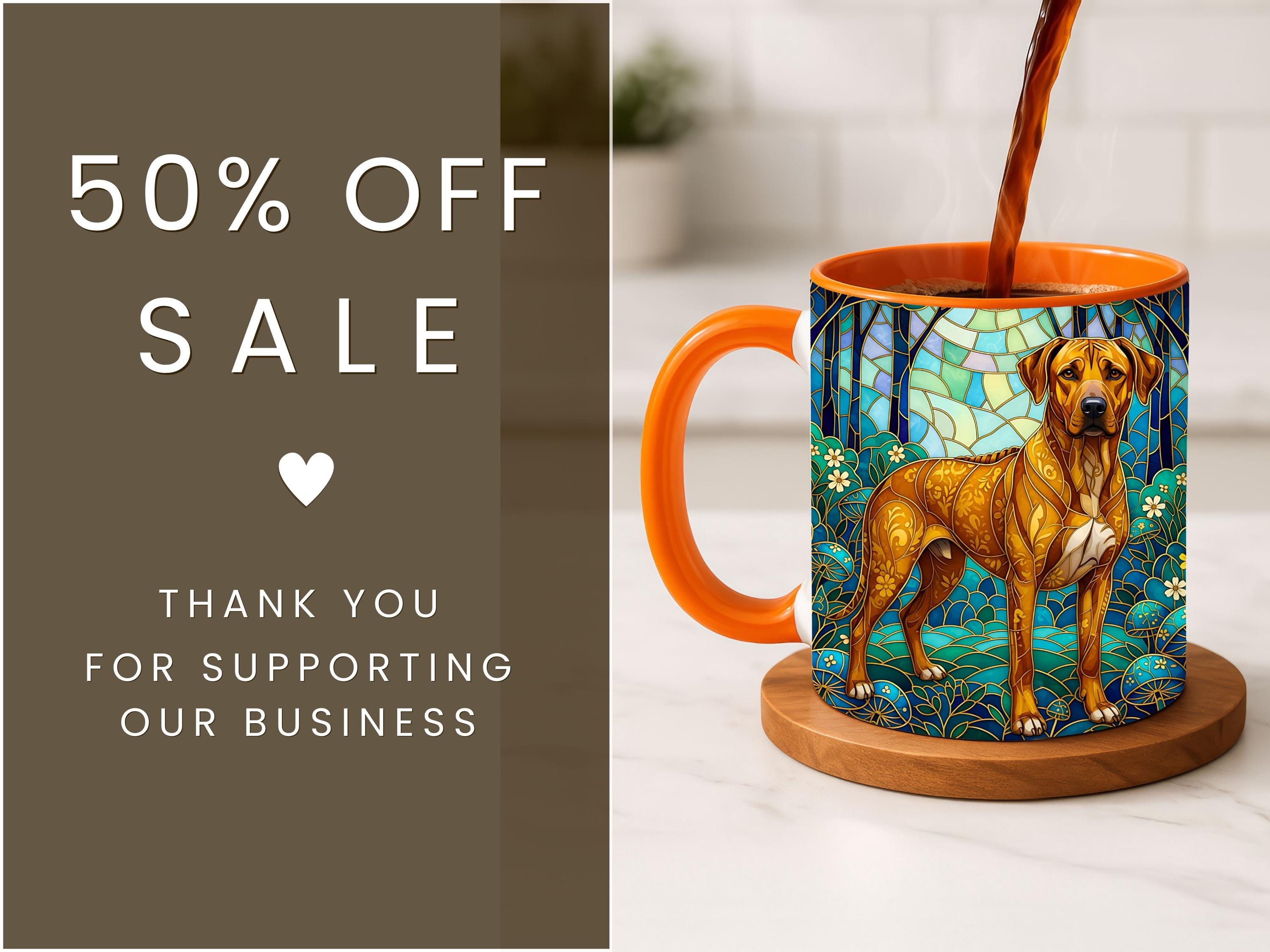 Stained Glass Pattern Rhodesian Ridgeback Ridgie Coffee Mug Faux Stained Glass Ceramic Cup Gift for Rhodesian ...