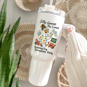 Kindergarten Teacher Tumbler, Personalized Back To School Gift, Custom 40oz Tumbler with Handle, Teacher Appreciation Cup Teacher Travel Mug