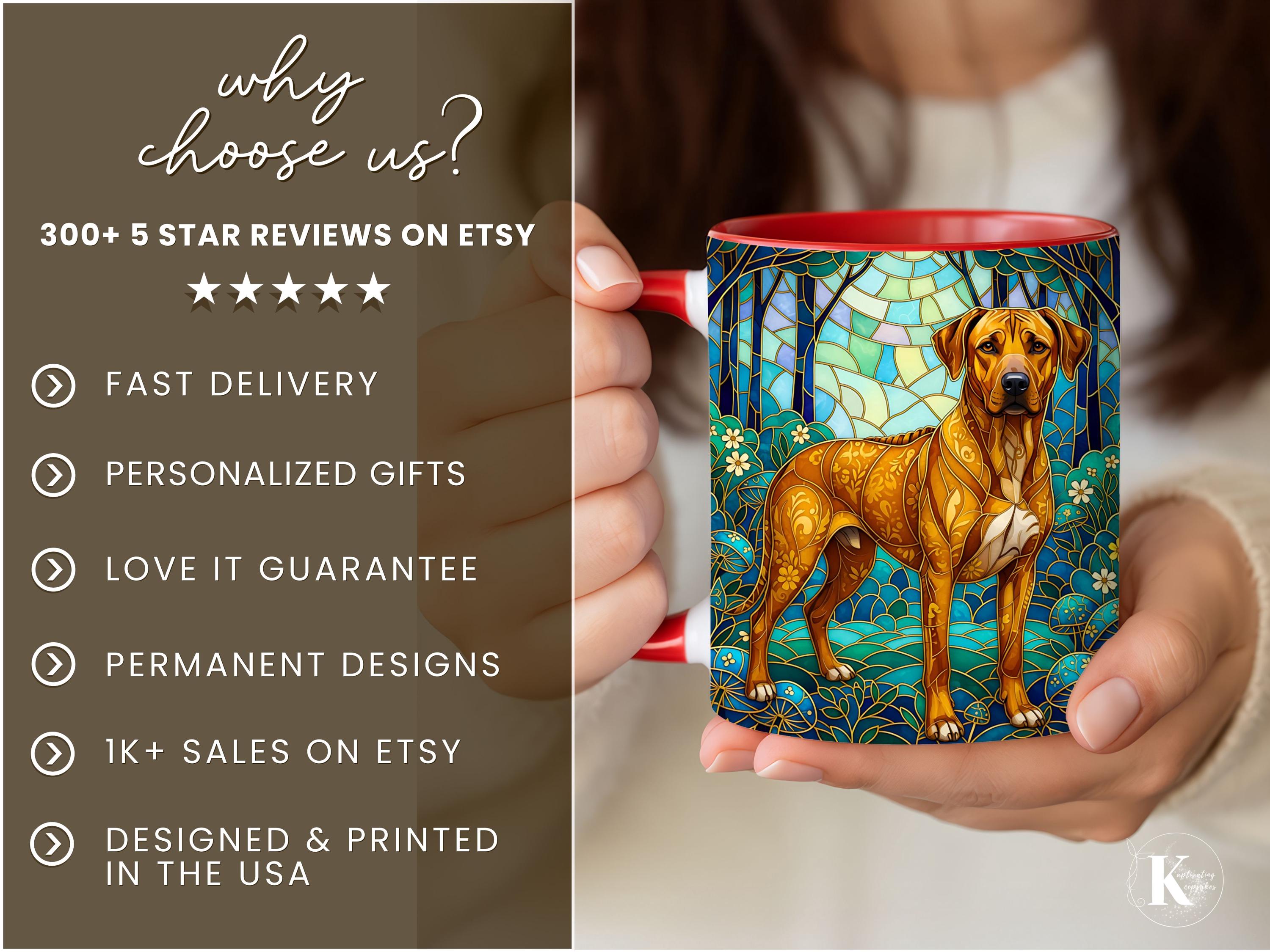 Stained Glass Pattern Rhodesian Ridgeback Ridgie Coffee Mug Faux Stained Glass Ceramic Cup Gift for Rhodesian ...