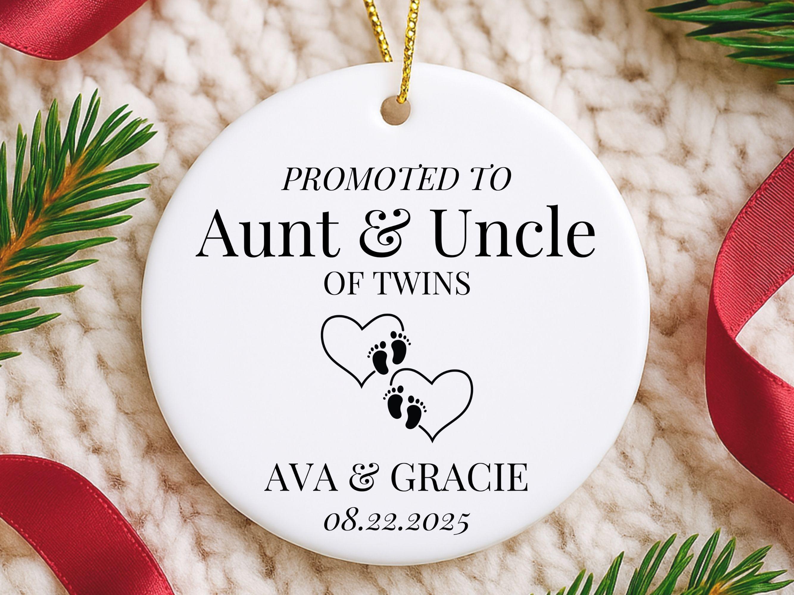 Personalized Aunt Uncle of Twins Ornament, Custom Keepsake - Etsy