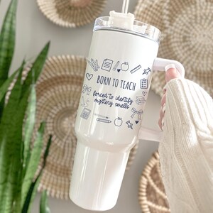Teacher Tumbler, Personalized Back To School Gift, Custom 40oz Tumbler with Handle, Teacher Appreciation Cup, End Of Year Teacher Travel Mug