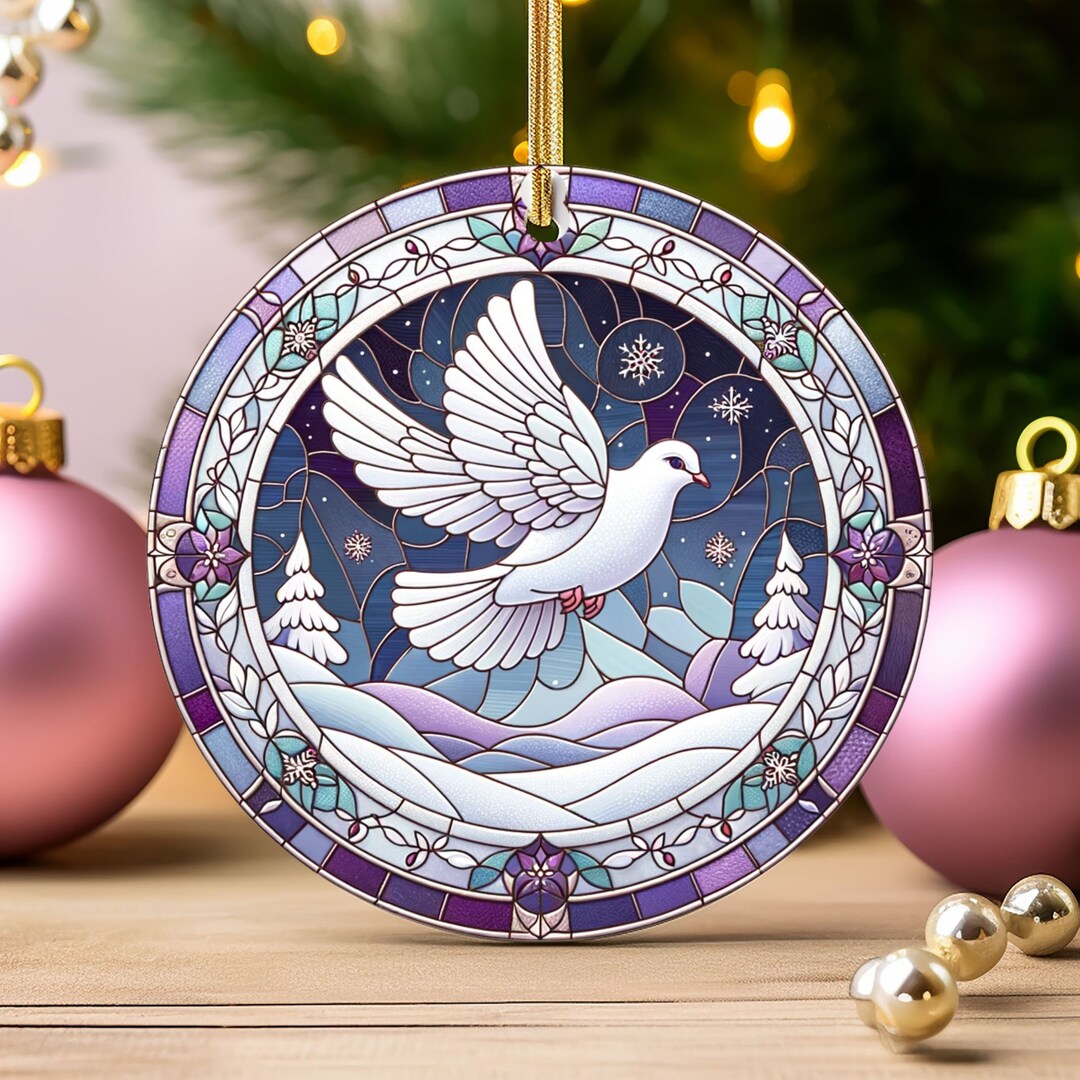 Dove Ornament, Faux Stained Glass Morning Dove Ornament Christmas ...