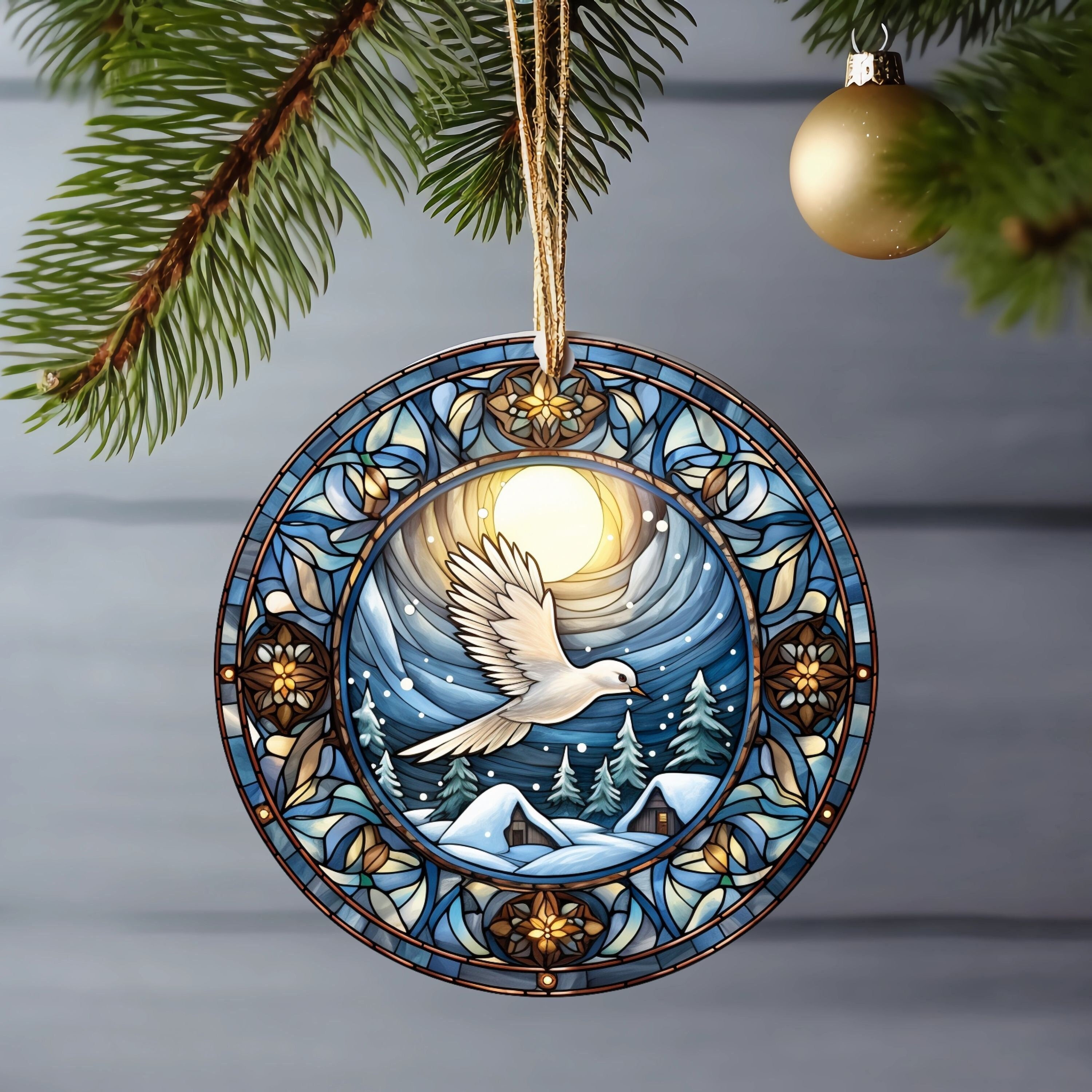 Dove Ornament, Stained Glass Morning Dove Ornament Christmas, White ...