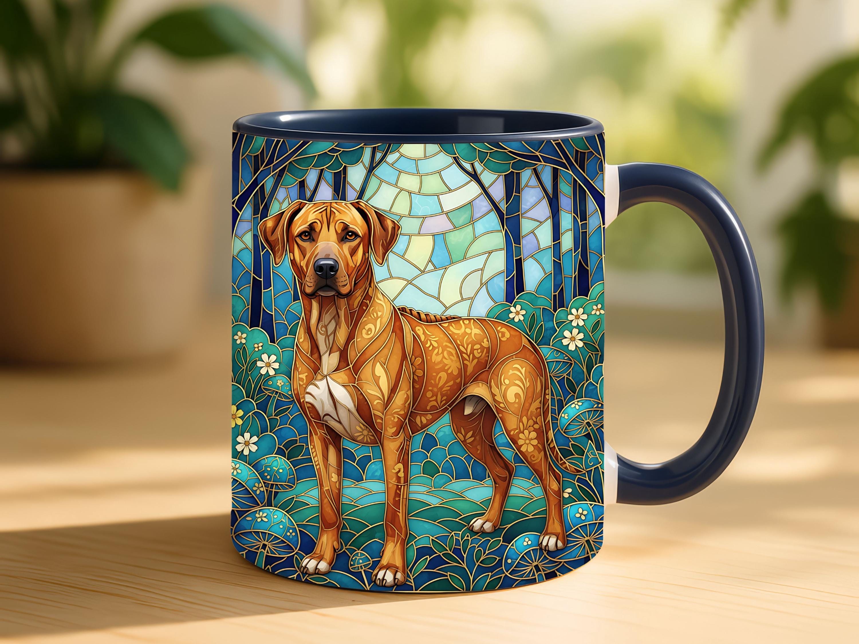 Ridgie Coffee Mug Faux Stained Glass Ceramic Cup Gift for Rhodesian ...