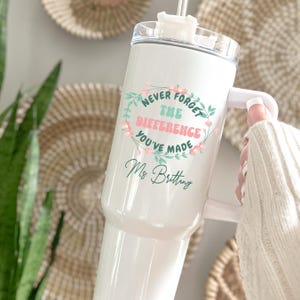Teacher Tumbler Personalized Back To School Gift, Custom 40oz Tumbler with Handle Teacher Appreciation Cup, End Of Year Teacher Travel Mug