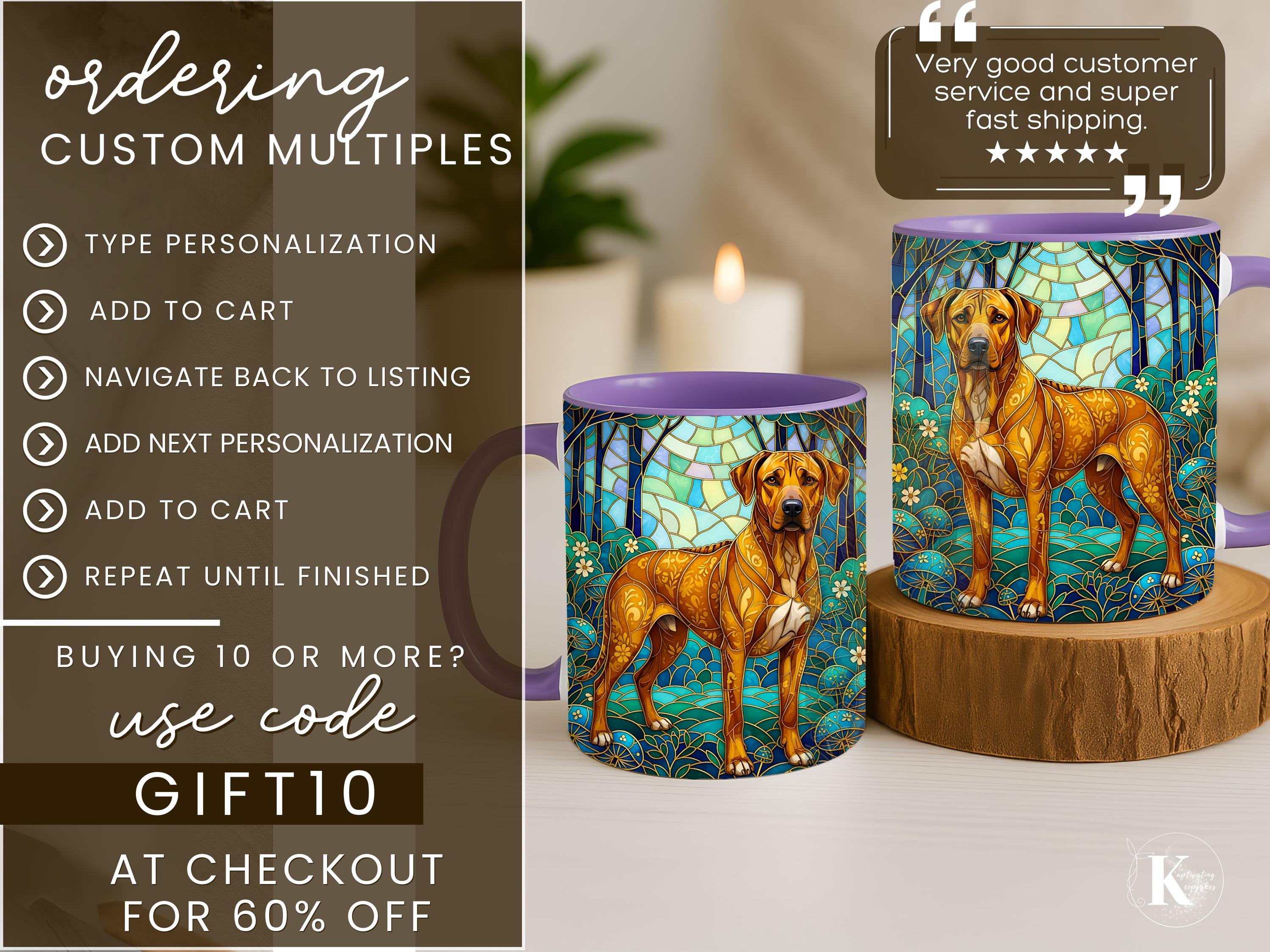 Stained Glass Pattern Rhodesian Ridgeback Ridgie Coffee Mug Faux Stained Glass Ceramic Cup Gift for Rhodesian ...