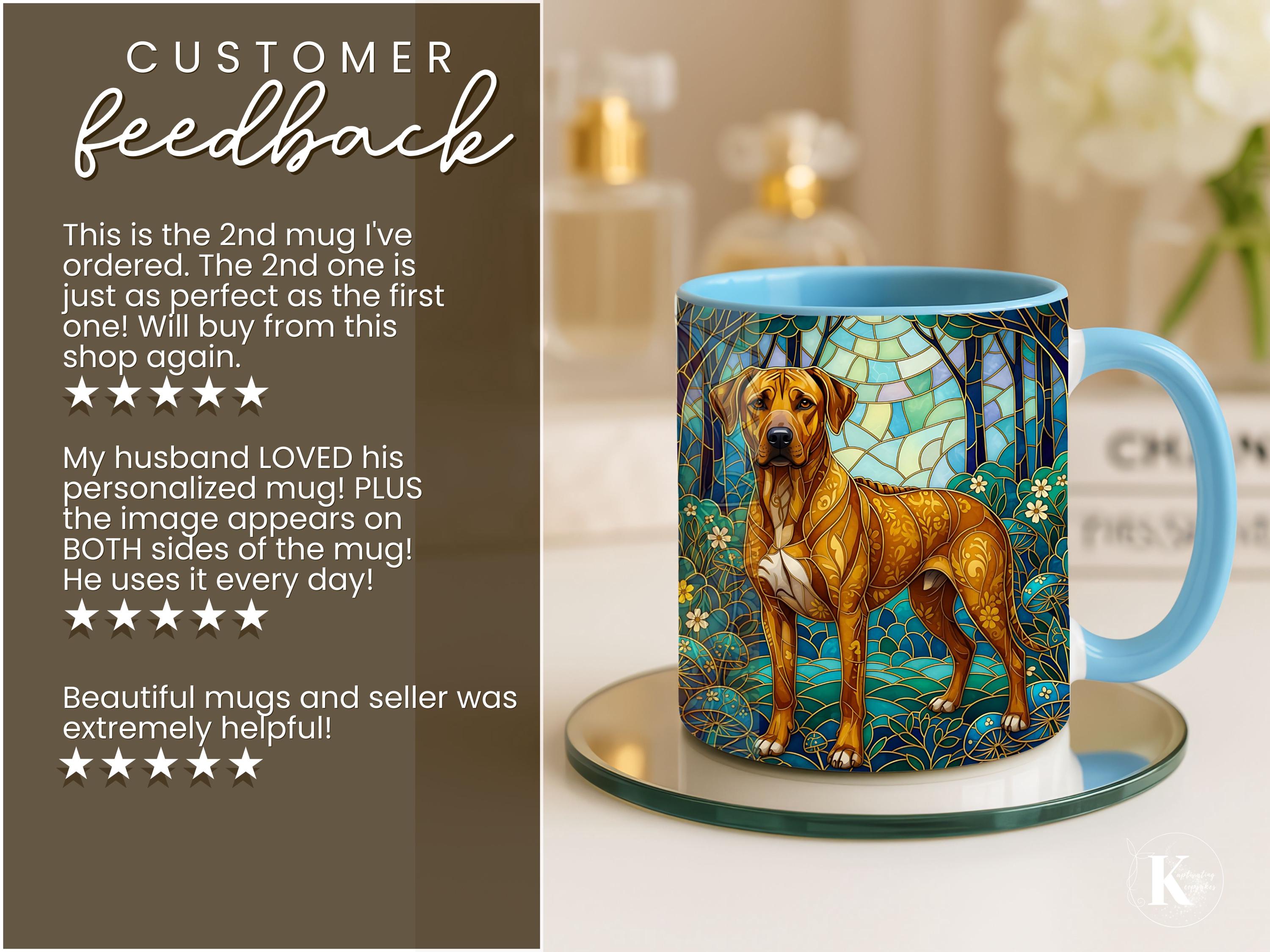Stained Glass Pattern Rhodesian Ridgeback Ridgie Coffee Mug Faux Stained Glass Ceramic Cup Gift for Rhodesian ...