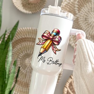 Teacher Tumbler, Personalized Back To School Gift, Custom 40oz Tumbler with Handle, Teacher Appreciation Cup, End Of Year Teacher Travel Mug