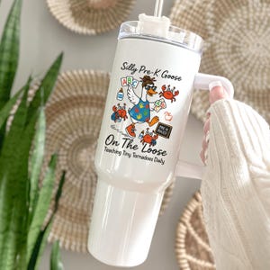 PreK Teacher Tumbler, Personalized Back To School Gift, Custom 40oz Tumbler with Handle, Teacher Appreciation Cup, End Of Year Travel Mug