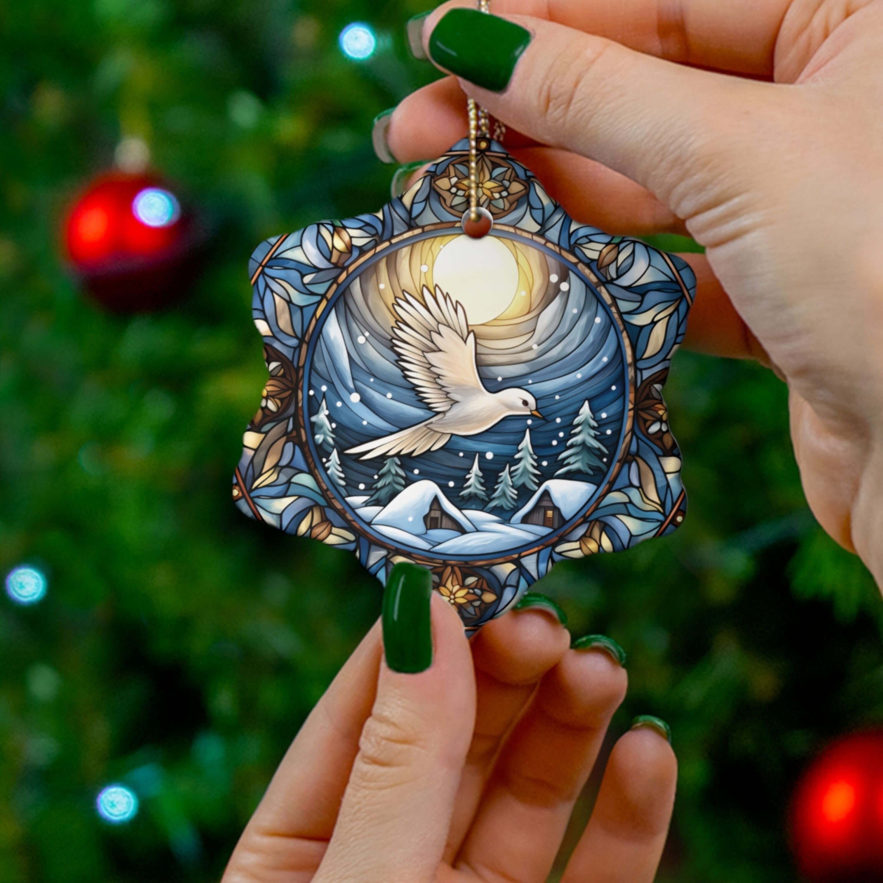 Dove Ornament, Stained Glass Morning Dove Ornament Christmas, White ...