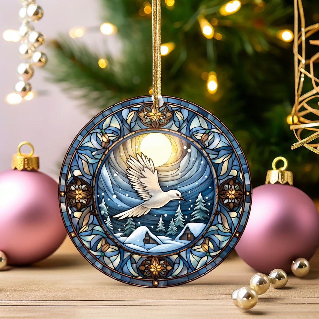 Dove Ornament, Stained Glass Morning Dove Ornament Christmas, White ...