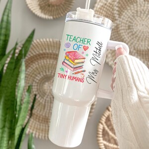 Teacher Tumbler, Personalized Back To School Gift, Custom 40oz Tumbler with Handle, Teacher Appreciation Cup, End Of Year Teacher Travel Mug