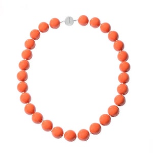 Vibrant Orange; Large Classy Living Coral Shell Pearl Necklace