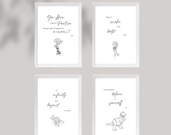 Set of 4 Toy Story Quotes Prints. Digital Download. A4. Instant Download.