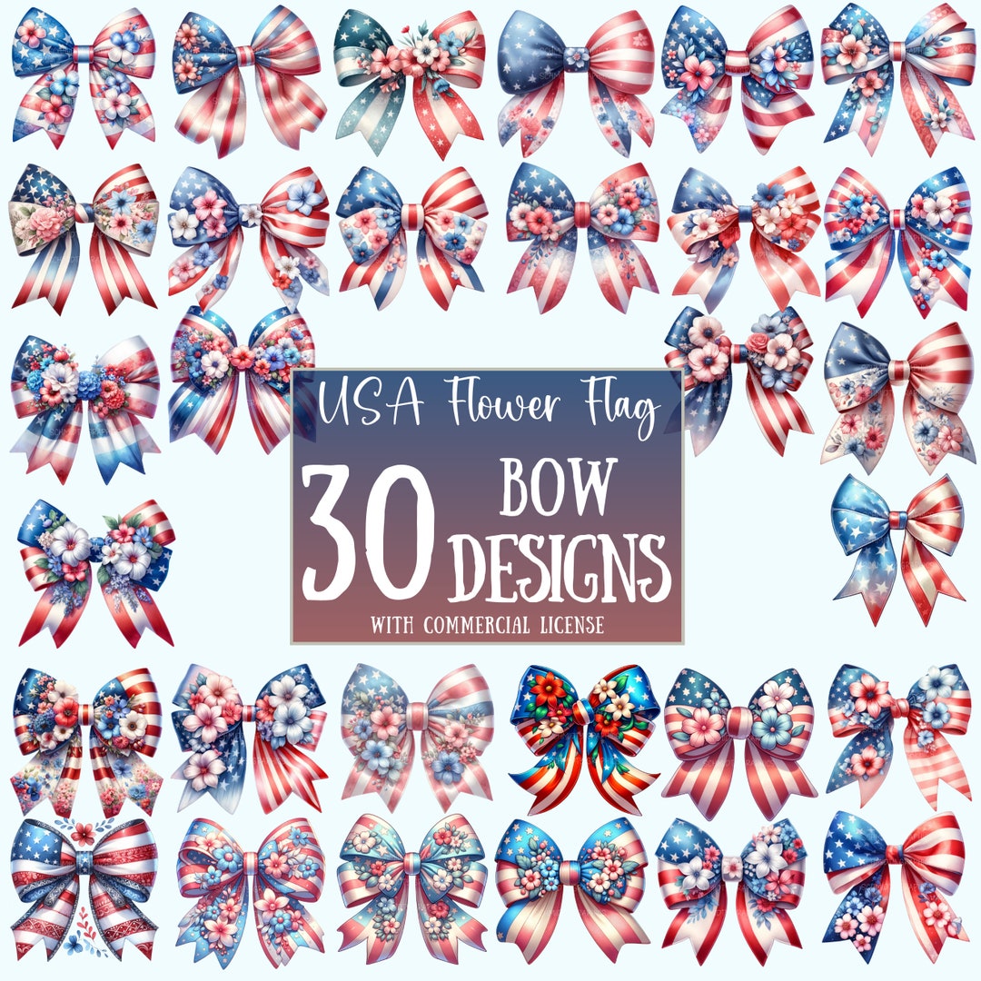 Flower Bow Coquette America Png | 4th of July Sublimation | America ...