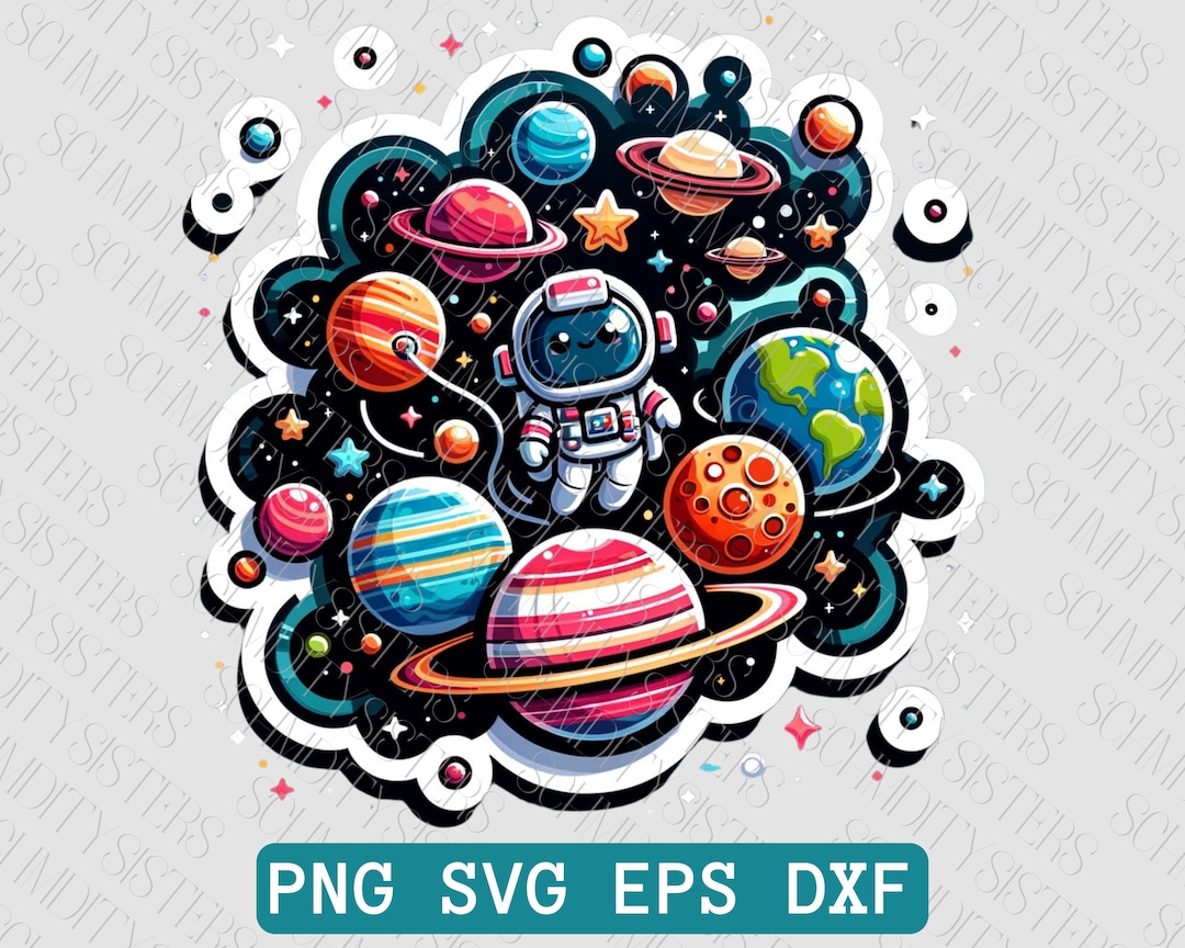 Cartoon Space SVG Space Theme Design Fun Space PNG Sublimation SVG ...