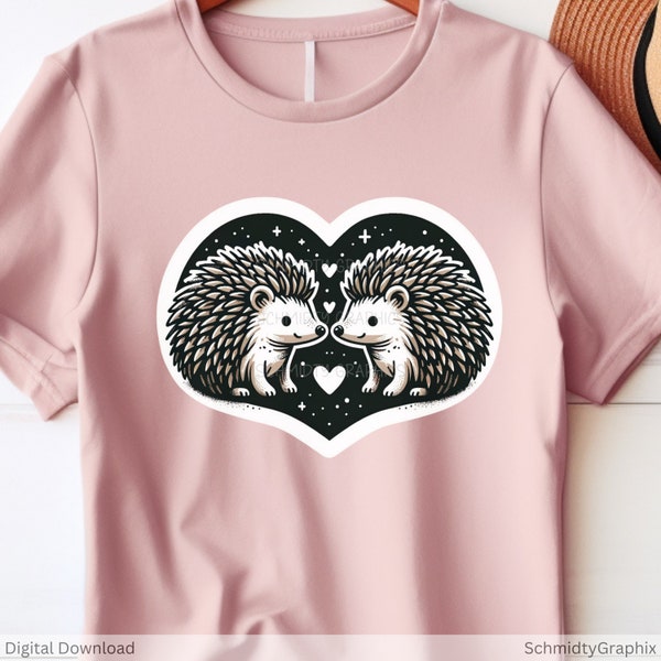 Hedgehog Love PNG | Hedgehog Lover Design | Valentine Decor | Sublimation Cute Pet SVG | Nature Clipart | Cute Animal Digital Download
