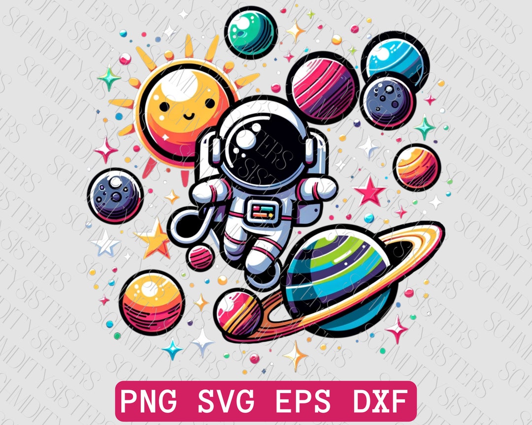 Cartoon Space SVG Space Theme Design Fun Space PNG Sublimation SVG ...